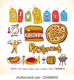 Hand drawn restaurant poster - vector