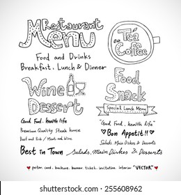 Hand drawn restaurant poster - vector 