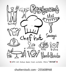 Hand drawn restaurant poster - vector