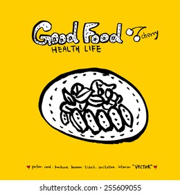 Hand drawn restaurant poster - vector