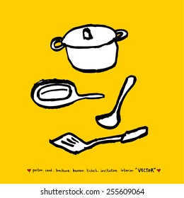 Hand drawn restaurant poster - vector