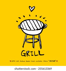 Hand drawn restaurant poster - vector