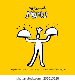 Hand drawn restaurant poster - vector