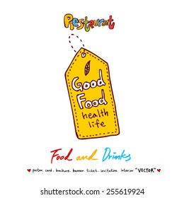 Hand drawn restaurant poster - vector