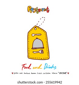Hand drawn restaurant poster - vector