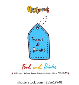 Hand drawn restaurant poster - vector