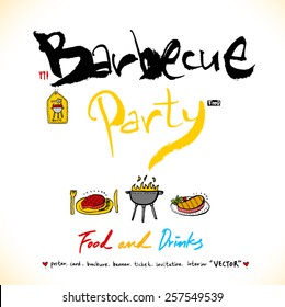Hand drawn restaurant poster - vector