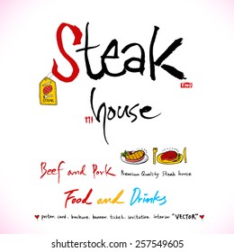 Hand drawn restaurant poster - vector