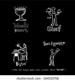 Hand drawn restaurant poster - vector