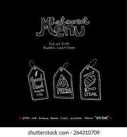 Hand drawn restaurant poster - vector