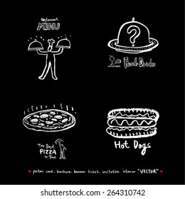 Hand drawn restaurant poster - vector