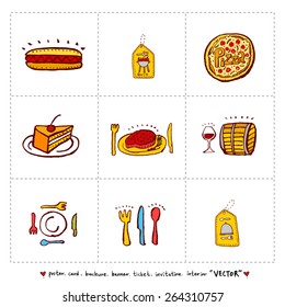 Hand drawn restaurant poster - vector