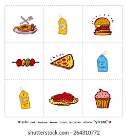 Hand drawn restaurant poster - vector
