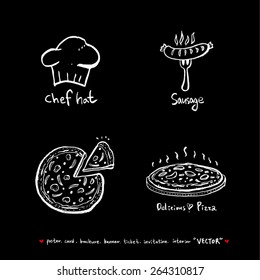 Hand drawn restaurant poster - vector