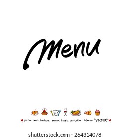 Hand drawn restaurant poster - vector