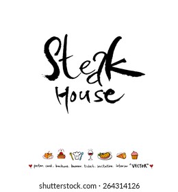 Hand drawn restaurant poster - vector