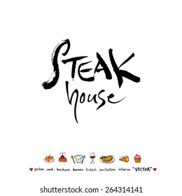 Hand drawn restaurant poster - vector
