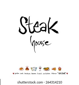 Hand drawn restaurant poster - vector