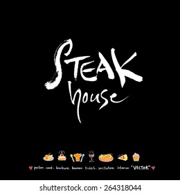 Hand drawn restaurant poster - vector