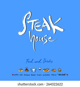 Hand drawn restaurant poster - vector