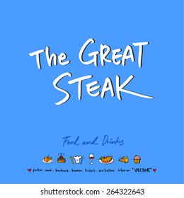 Hand drawn restaurant poster - vector