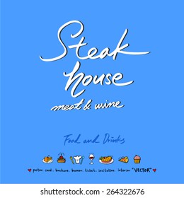 Hand drawn restaurant poster - vector