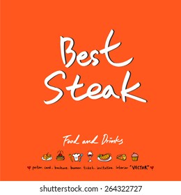 Hand drawn restaurant poster - vector