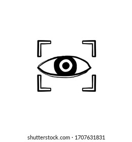 hand drawn retina scan recognition system symbol illustration with doodle style