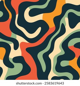 Hand drawn retro abstract design background with organic shapes