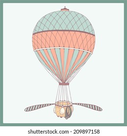 hand drawn retro air balloon