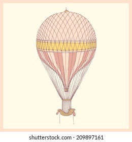 hand drawn retro air balloon