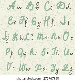 hand drawn retro alphabet in English