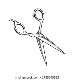 Hand Drawn Retro Barbershop Scissor Vintage Stock Vector (Royalty Free ...