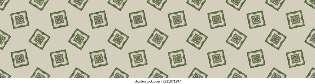 Hand drawn retro block print seamless border. Vector vintage design for geometric repeat banner. Carved bohemian ornamental design trim. 