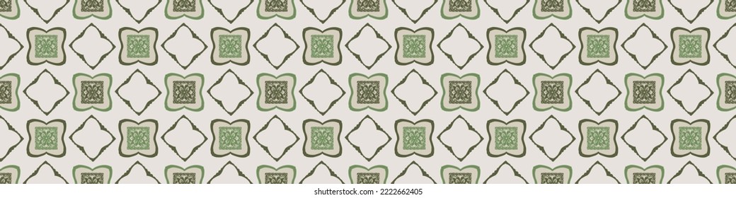 Hand drawn retro block print seamless border. Vector vintage design for geometric repeat banner. Carved bohemian ornamental design trim. 
