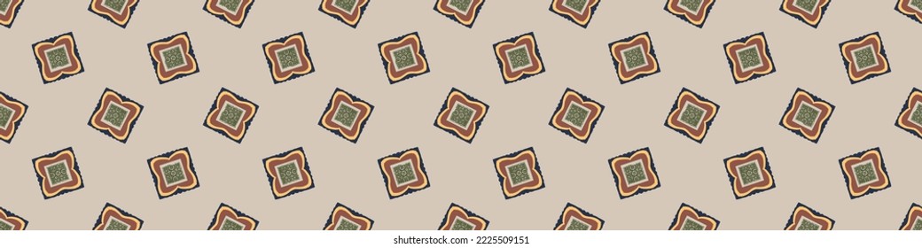 Borde transparente de la impresión de bloques retro dibujado a mano. Diseño vectorial vintage para pancarta de repetición geométrica. Guarnecido de diseño ornamental bohemio esculpido. 