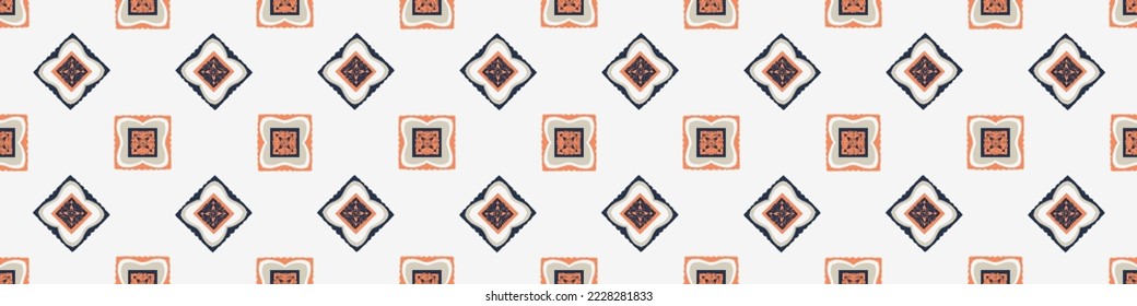 Hand drawn retro block print seamless border. Vector vintage design for geometric repeat banner. Carved bohemian ornamental design trim. 