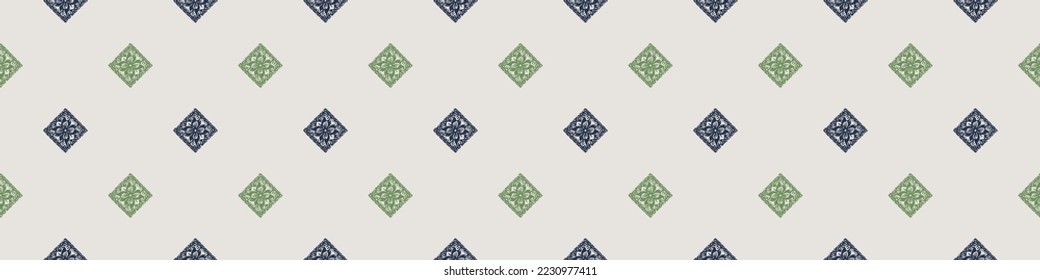 Hand drawn retro block print seamless border. Vector vintage design for geometric repeat banner. Carved bohemian ornamental design trim. 