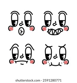 Hand drawn retro cartoon and comic face collection vector