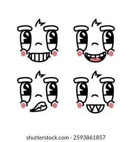 Hand drawn retro cartoon and comic expression character collection graphic