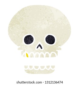 hand drawn retro cartoon doodle of a skull head