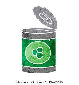 hand drawn retro cartoon doodle of a can of peaches