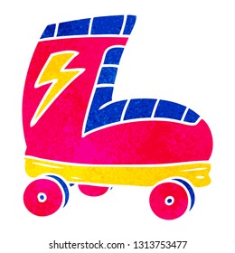 hand drawn retro cartoon doodle roller skate boot
