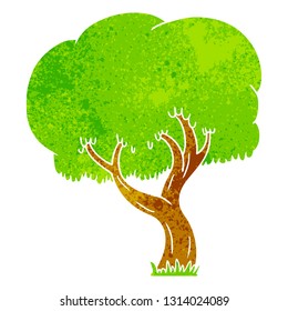 hand drawn retro cartoon doodle of a summer tree