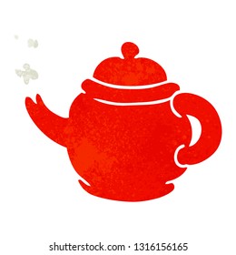 hand drawn retro cartoon doodle of a blue tea pot