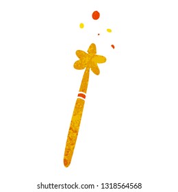 hand drawn retro cartoon doodle of a magic wand