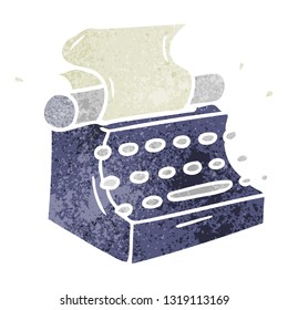 hand drawn retro cartoon doodle of old school typewriter