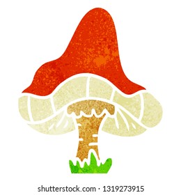 hand drawn retro cartoon doodle of a single mushroom