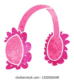 hand drawn retro cartoon doodle of pink ear muff warmers