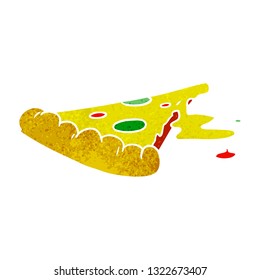 hand drawn retro cartoon doodle of a slice of pizza